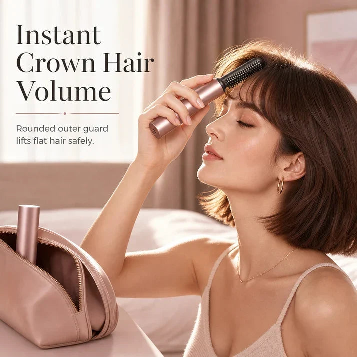 🔥50% OFF NOW!💇 Add Crown Volume Instantly! Cordless Heated Bangs Styling Comb, Portable Rechargeable Mini Hot Brush for Travel Hair Styling