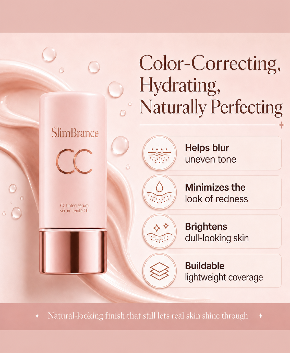 CC Tinted Serum – Shade-Adaptive Coverage, 24H Hydration & Waterproof Wear
