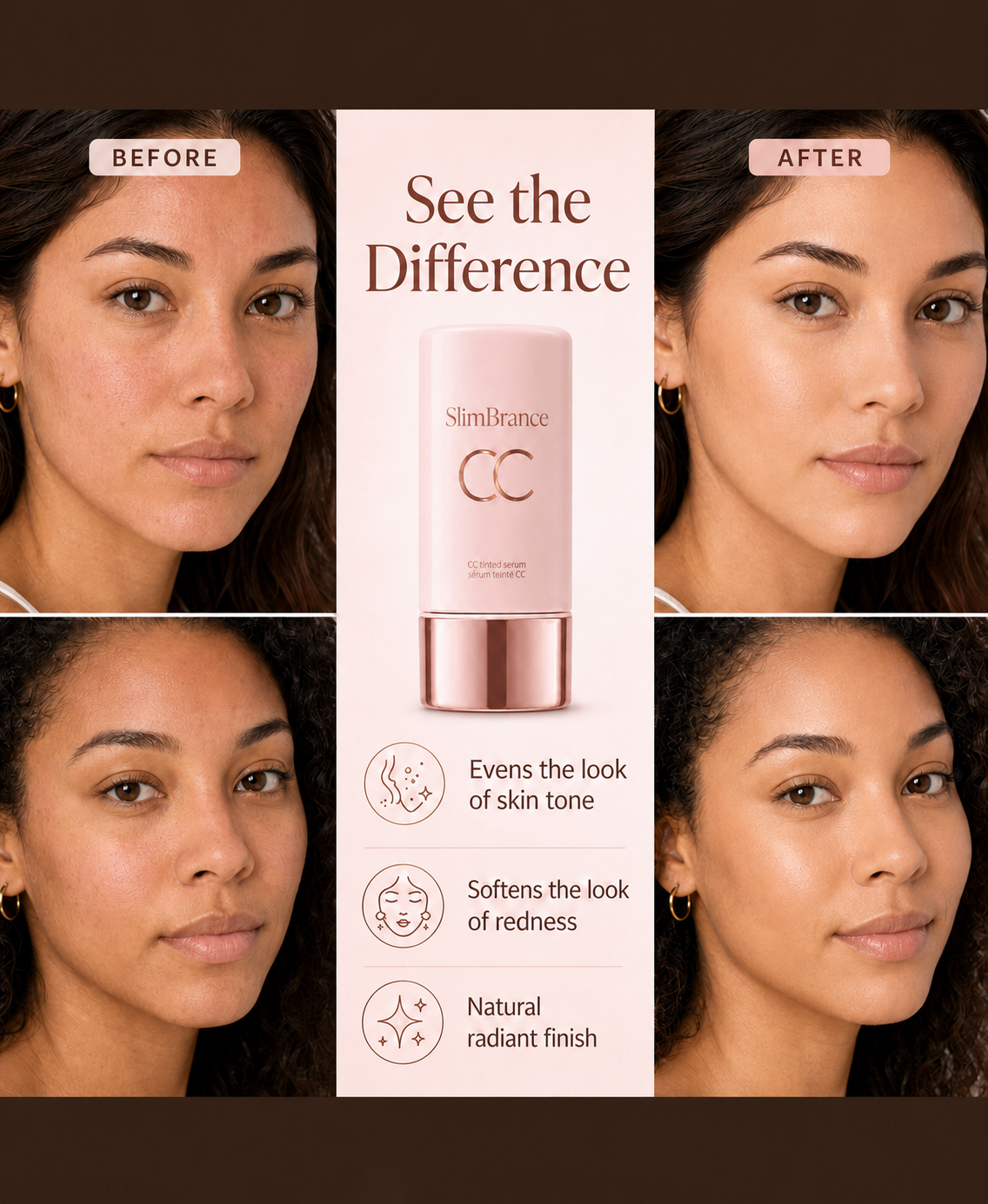 CC Tinted Serum – Shade-Adaptive Coverage, 24H Hydration & Waterproof Wear